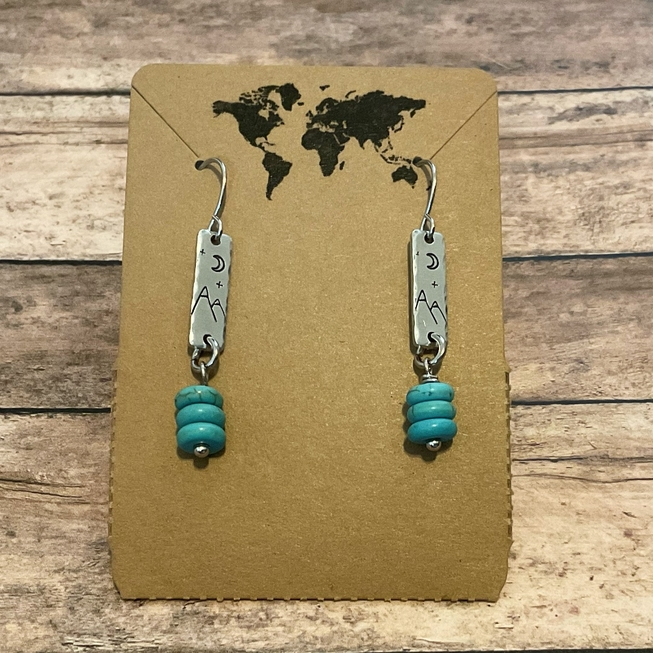 Snowy Mountain Peaks Stamped Dangle Earrings