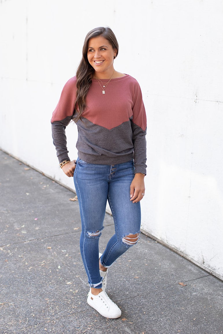 Mauve Charcoal Dolman Pullover (SM-XL)