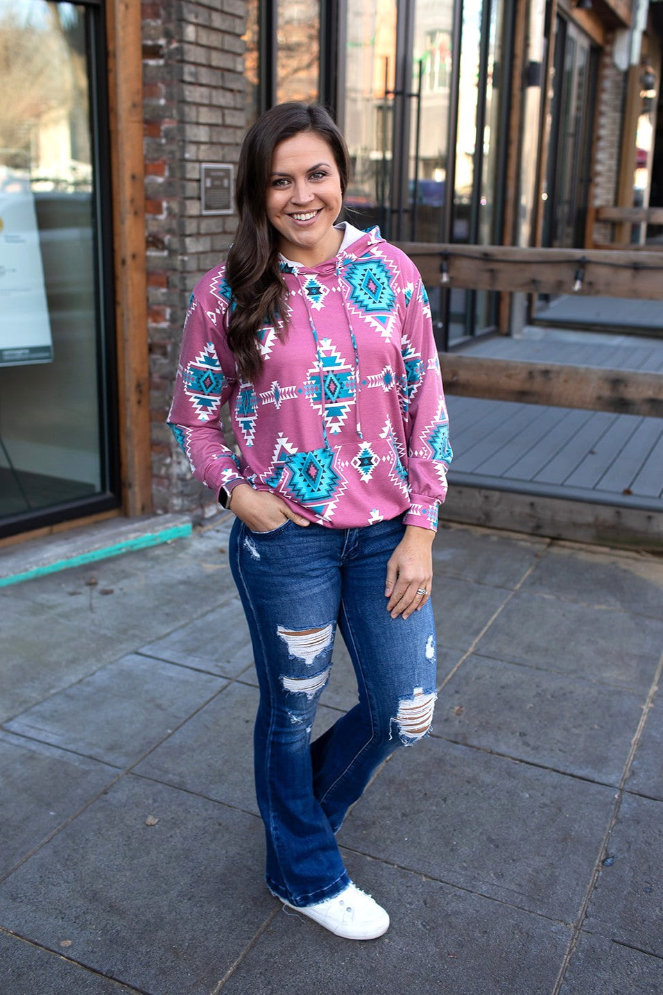 Pink Sadie Aztec Hoodie