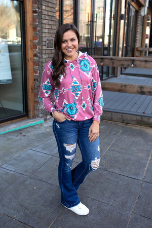 Pink Sadie Aztec Hoodie