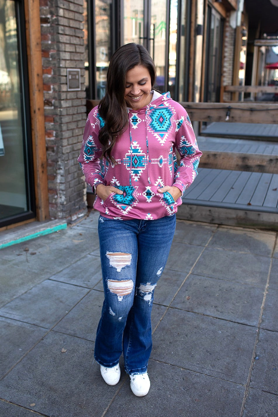 Pink Sadie Aztec Hoodie