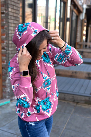 Pink Sadie Aztec Hoodie