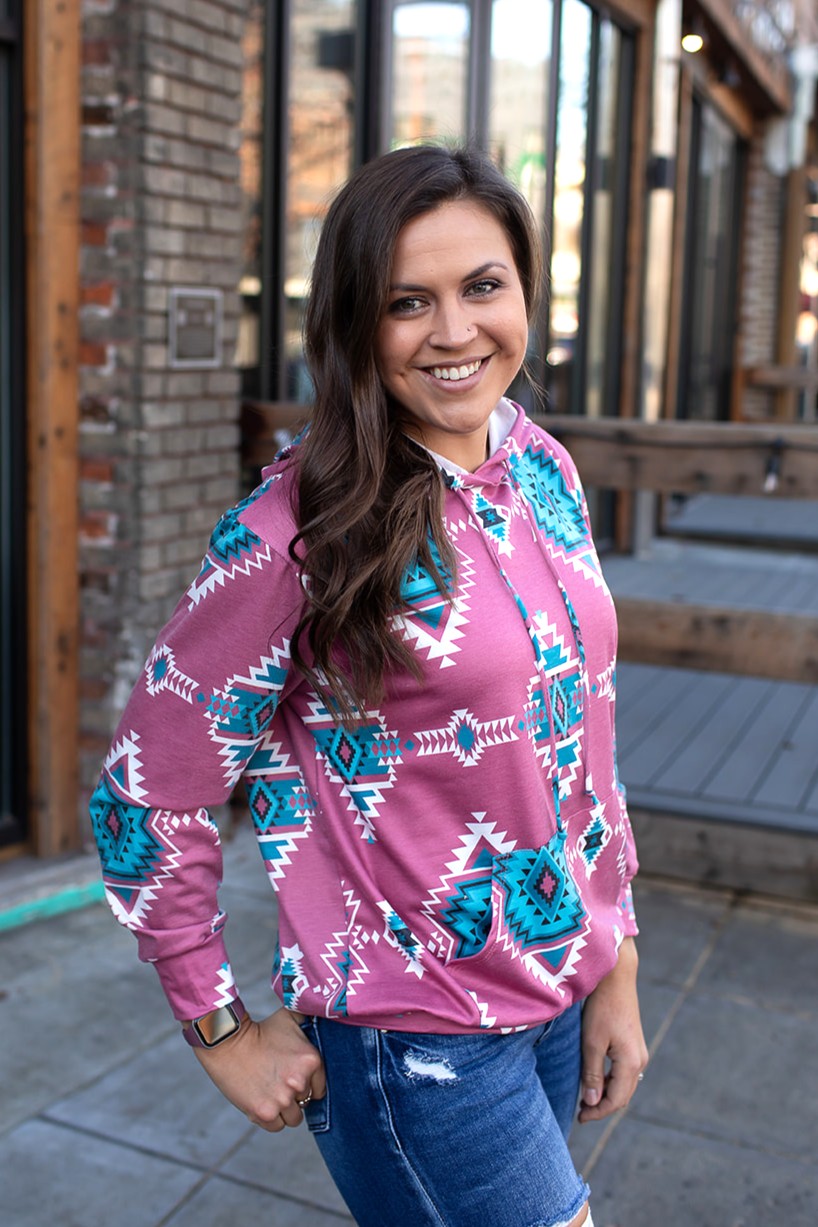 Pink Sadie Aztec Hoodie