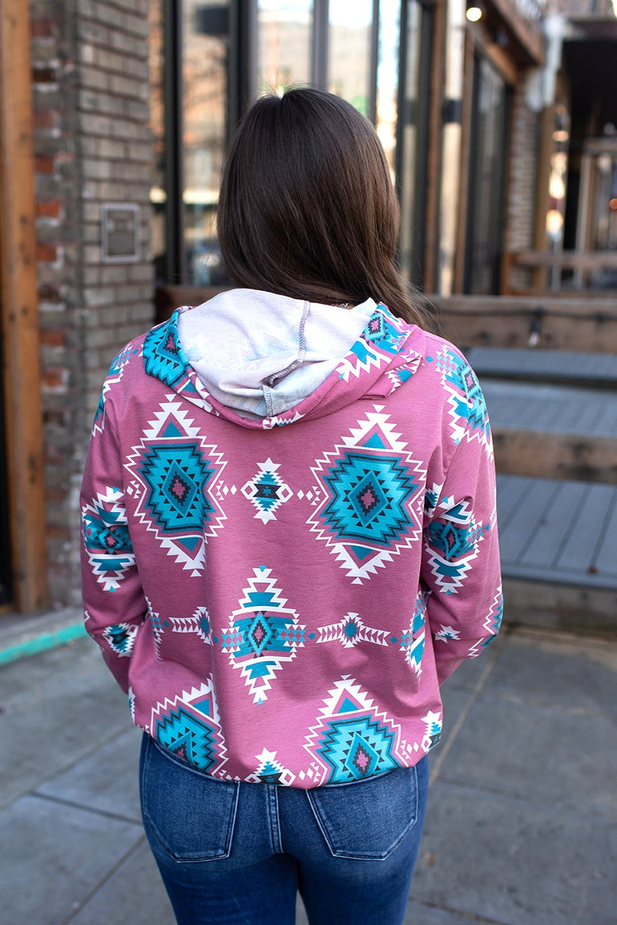 Pink Sadie Aztec Hoodie