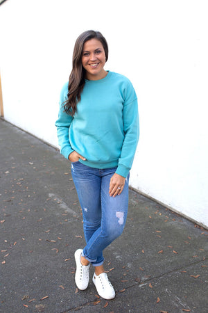 Dusty Teal Basic Fleece Crewneck Sweatshirt (SM-3X)