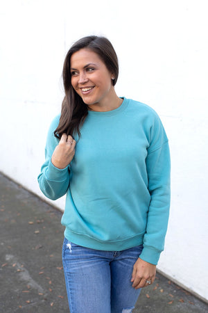 Dusty Teal Basic Fleece Crewneck Sweatshirt (SM-3X)