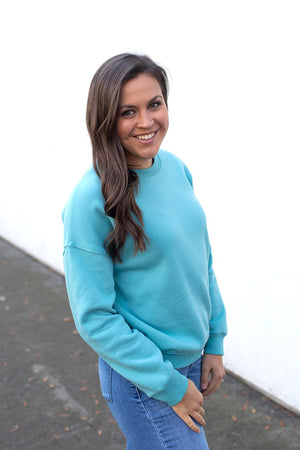 Dusty Teal Basic Fleece Crewneck Sweatshirt (SM-3X)