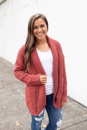 Brick Textured Plush Pocket Cardigan