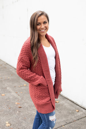 Brick Textured Plush Pocket Cardigan