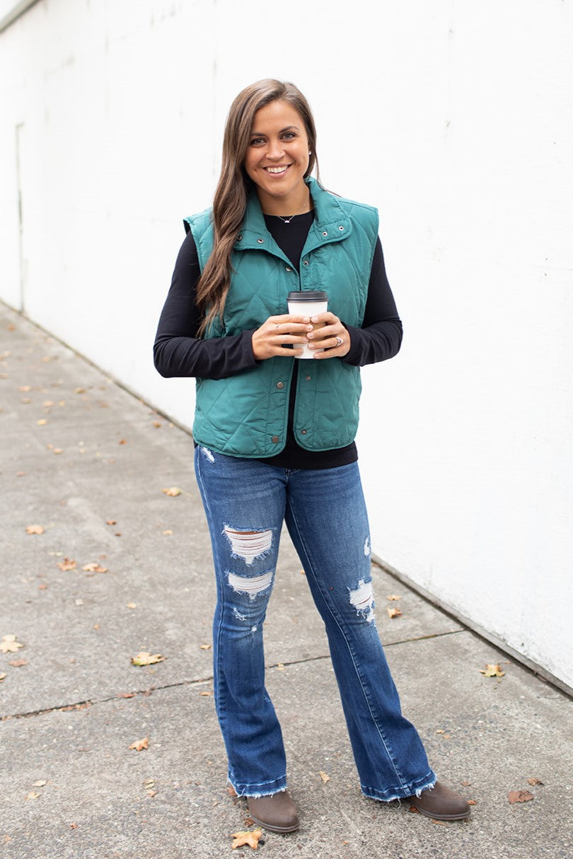 Hunter Green Quilted Lightweight Vest (SM-3X)