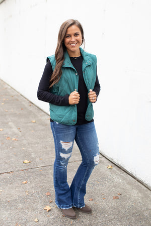 Hunter Green Quilted Lightweight Vest (SM-3X)