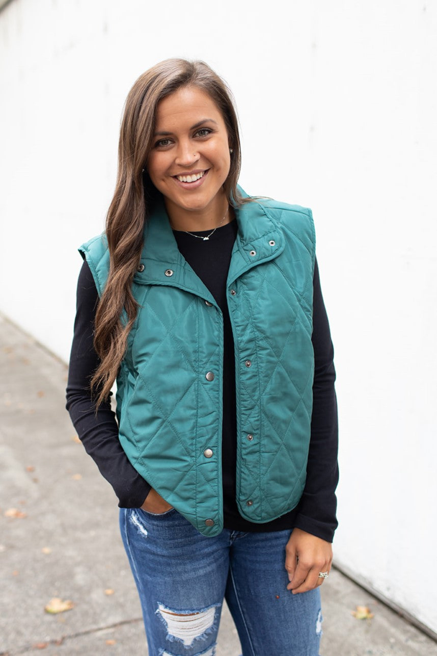 Hunter Green Quilted Lightweight Vest (SM-3X)