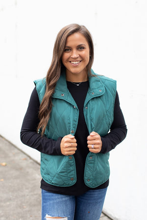 Hunter Green Quilted Lightweight Vest (SM-3X)