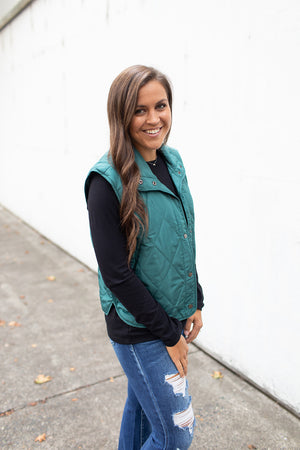 Hunter Green Quilted Lightweight Vest (SM-3X)