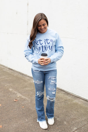 Blue Let It Snow Crewneck Sweatshirt (Unisex SM-2X)