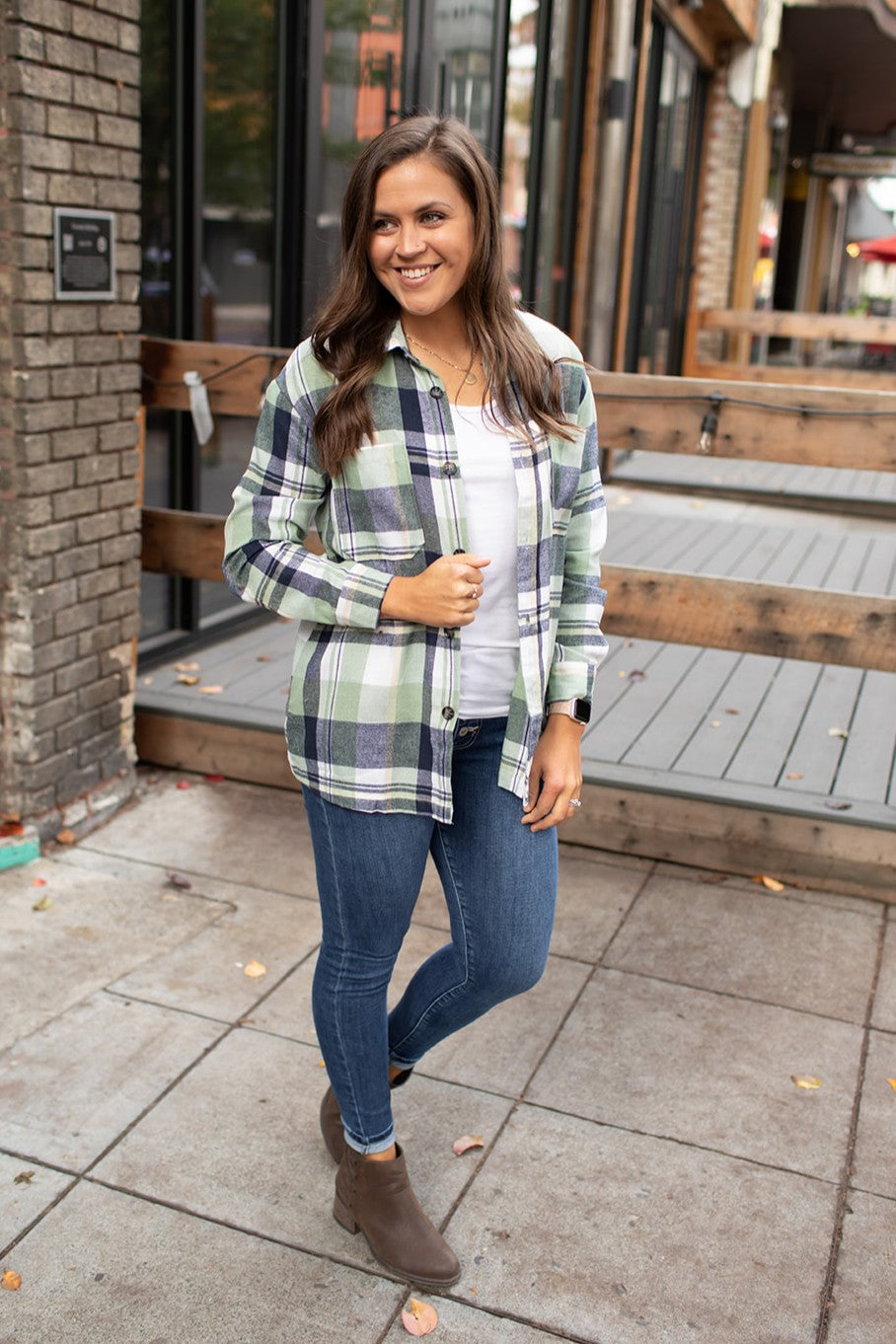 Green & Navy Lightweight Flannel (XS-XL)