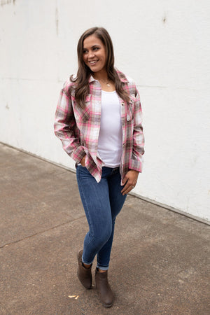 Pink & Mocha Lightweight Flannel (SM-2X)