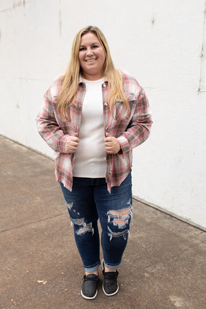 Pink & Mocha Lightweight Flannel (SM-2X)