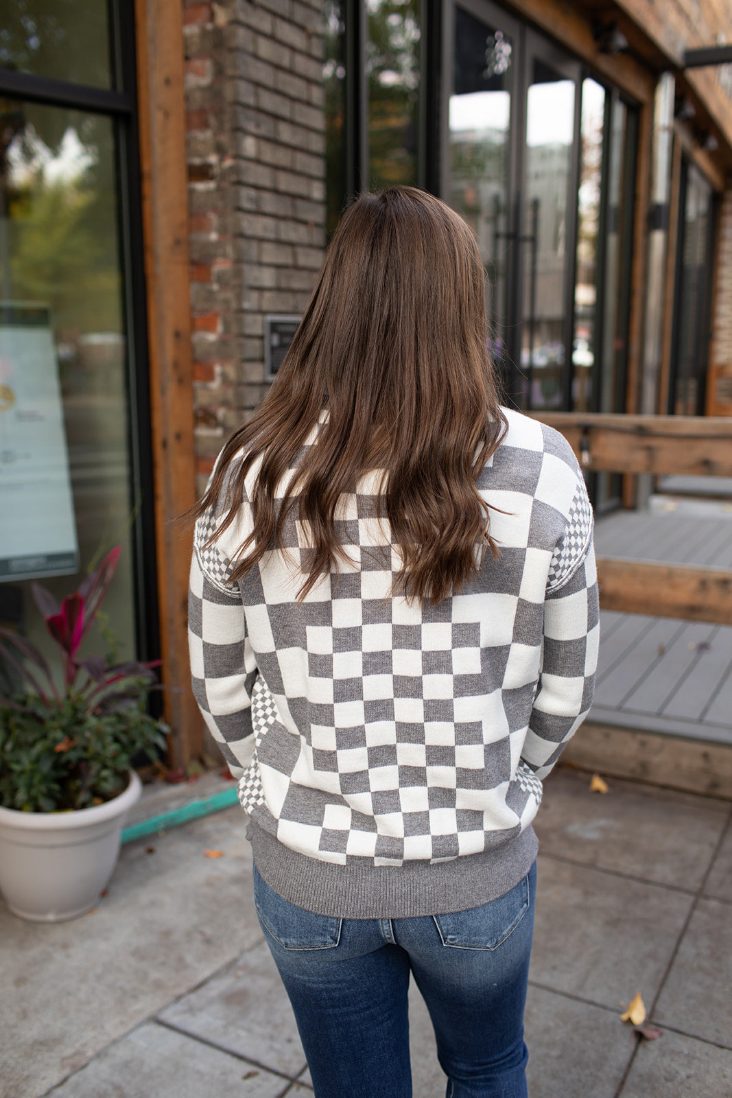 Gray Multi Checkered Pullover Sweater (SM-2X)