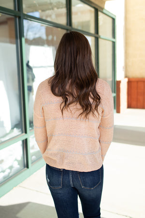 Peach Silver Stripe Sweater