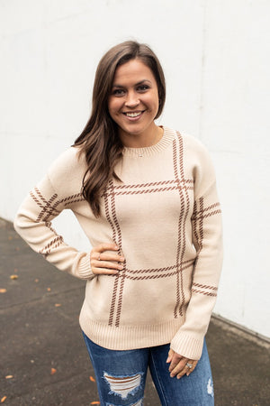 Tan Plaid Pullover Sweater (SM-XL)