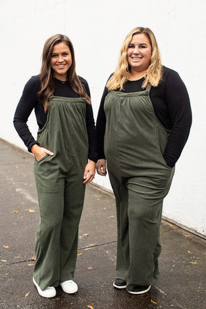 Olive Green Corduroy Overalls (SM-4X)