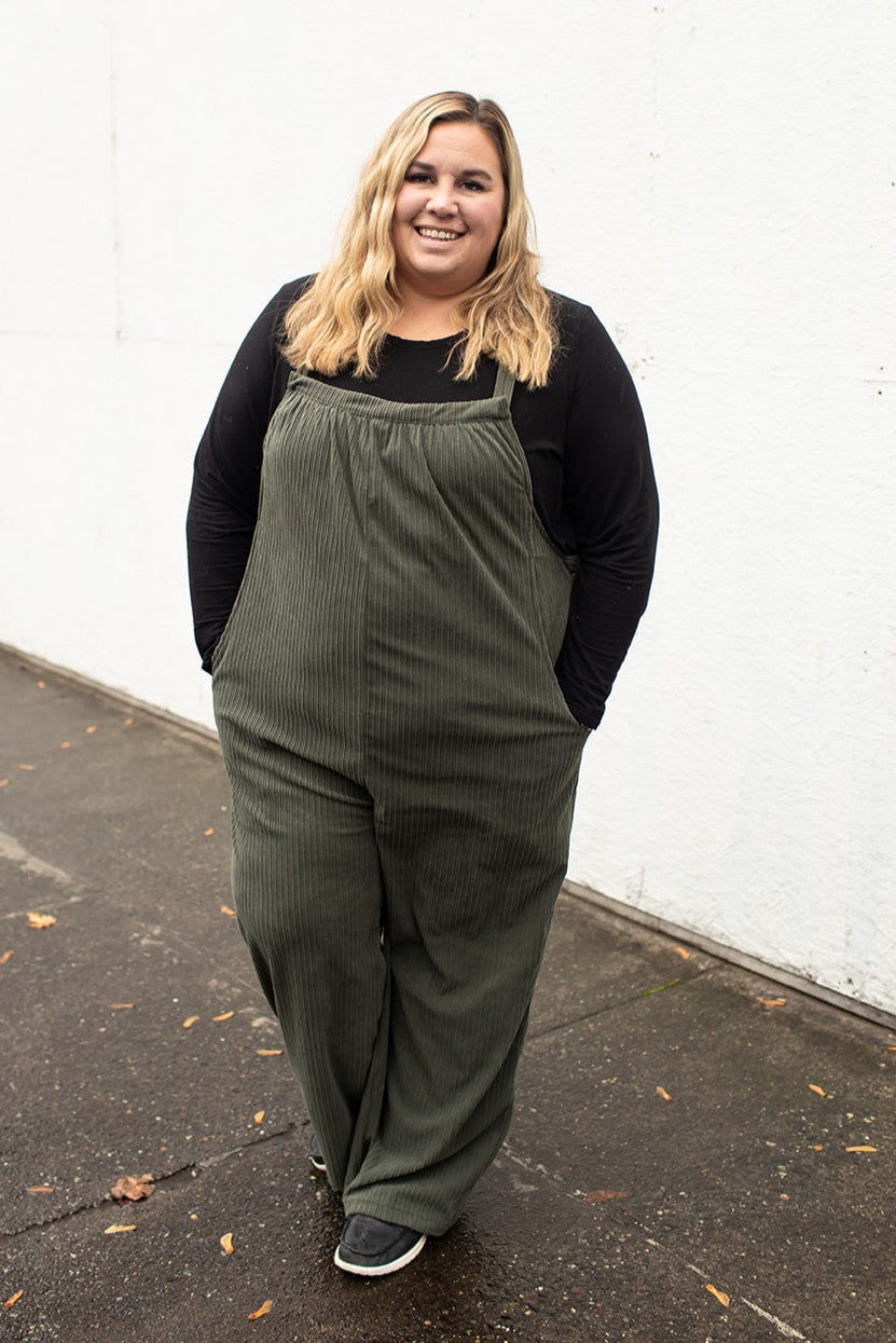 Olive Green Corduroy Overalls (SM-4X)