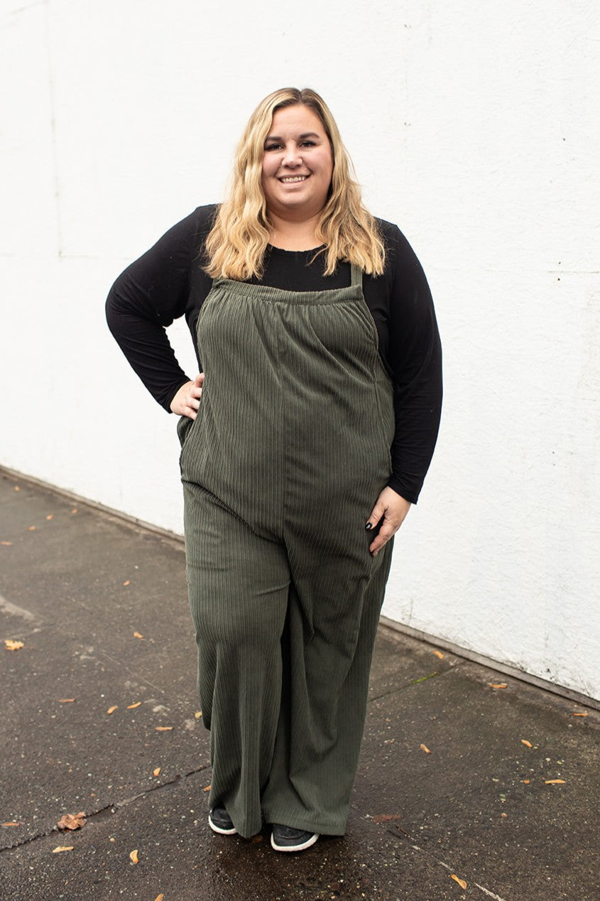 Olive Green Corduroy Overalls (SM-4X)