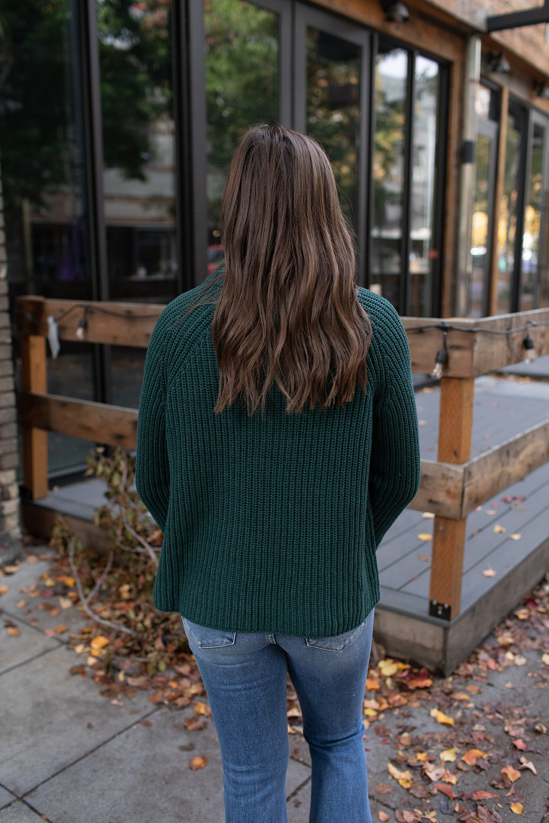 Hunter Green Chunky Knit Swing Sweater