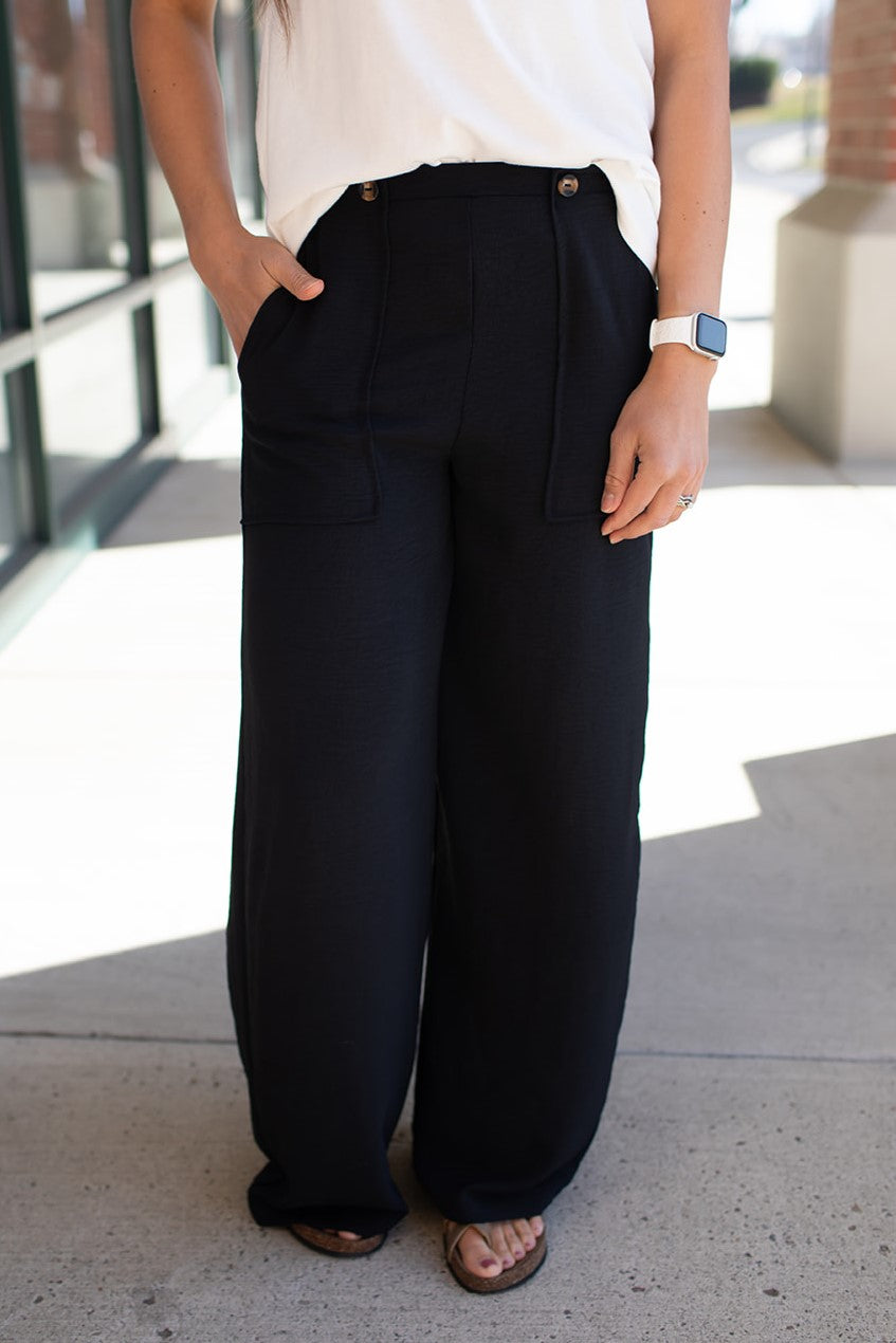 black true waist pants