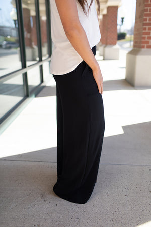 Black True Waist Wide Leg Pants (SM-3X)