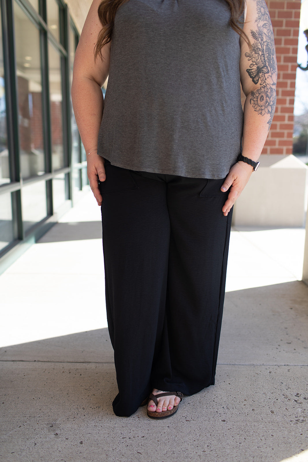 Black True Waist Wide Leg Pants (SM-3X)