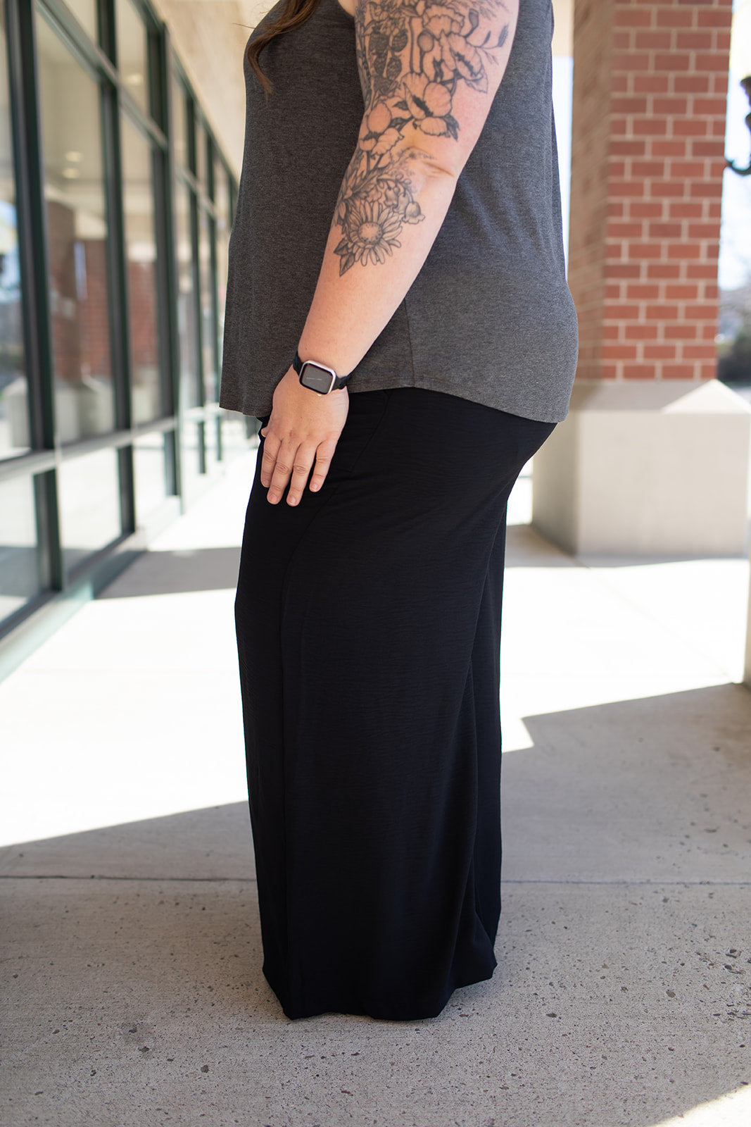 Black True Waist Wide Leg Pants (SM-3X)