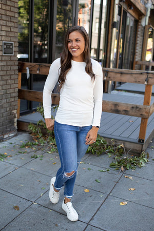 Ivory Long Sleeve Basic Layering Tee (SM-3X)