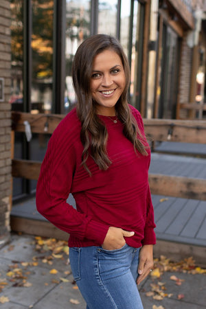 Dark Red Dolman Pullover (SM-2X)