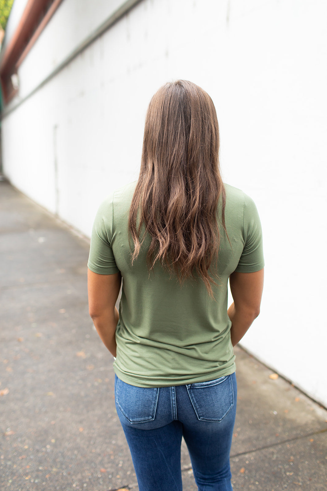 Lt Olive Basic Vneck Tee (SM-3X)