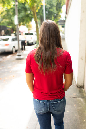 Red Basic Vneck Tee (SM-XL)