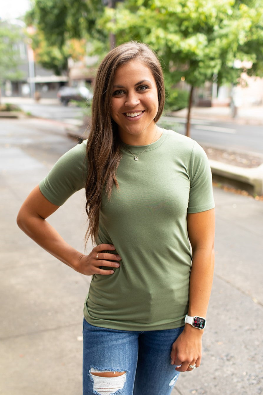 Olive Basic Crew Neck Tee (SM-3XL)