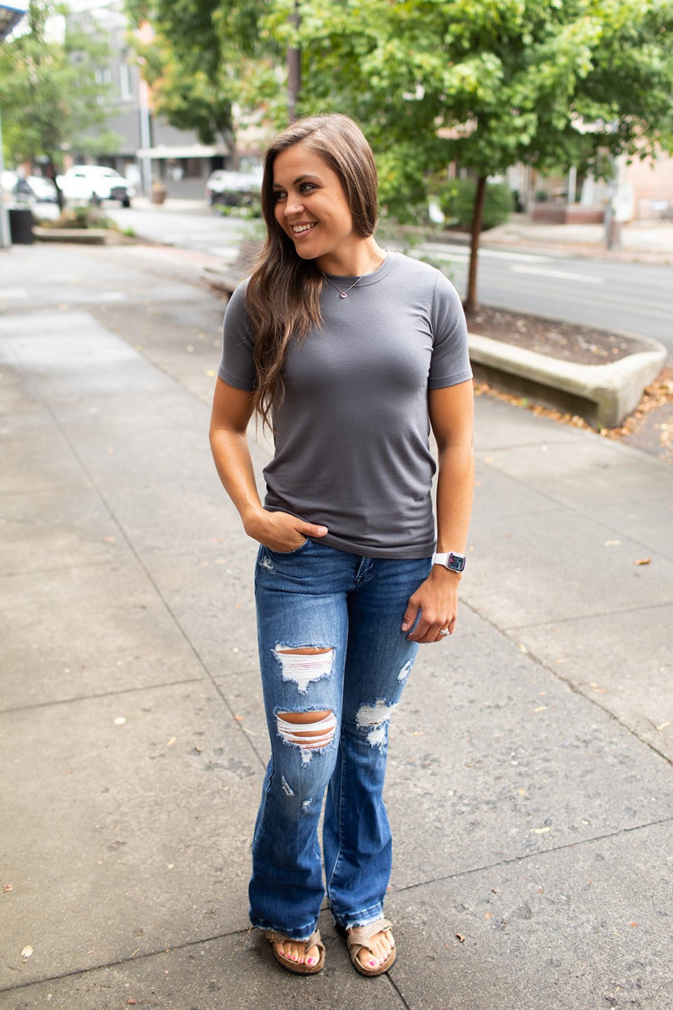 Gray Basic Crew Neck Tee (SM-3XL)