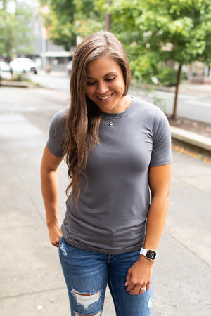 Gray Basic Crew Neck Tee (SM-3XL)