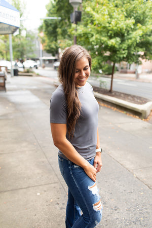 Gray Basic Crew Neck Tee (SM-3XL)