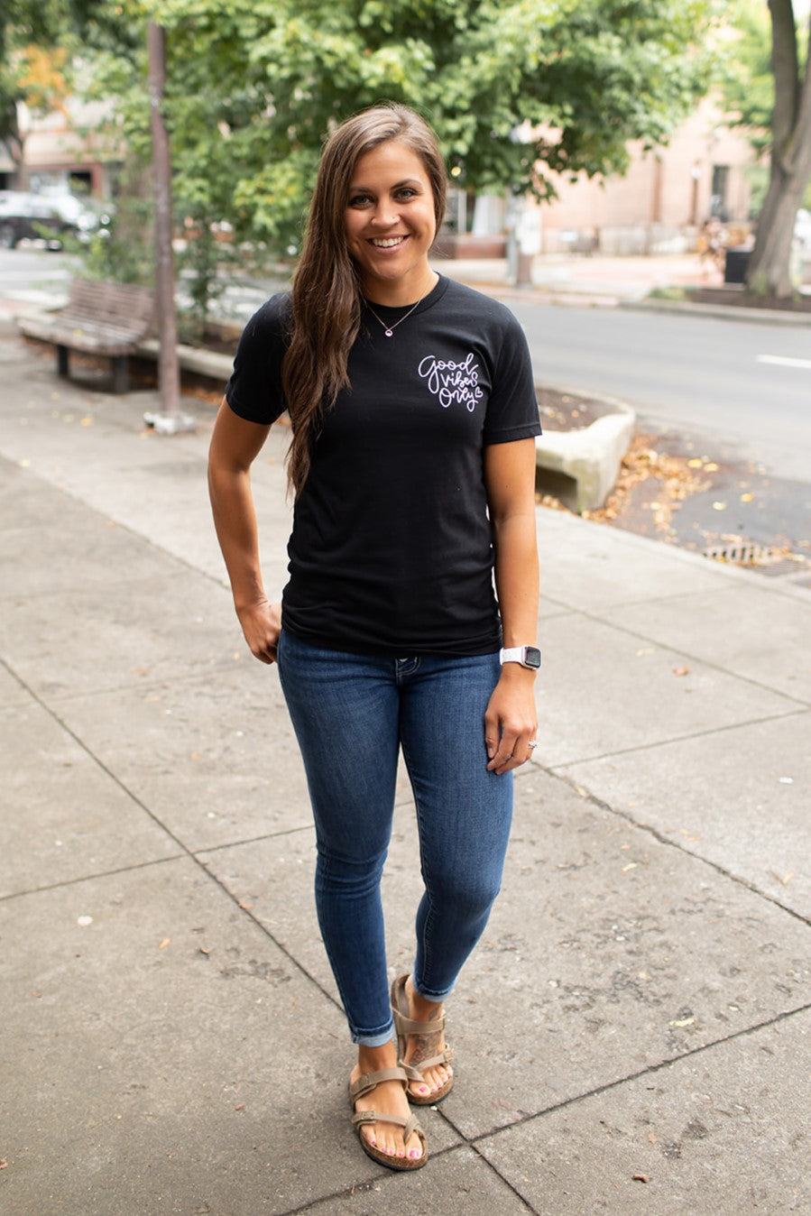 Black Good Vibes Only Graphic Tee (Unisex SM-2X)