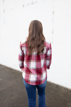 Burgundy Plaid Flannel Shacket (SM-XL)