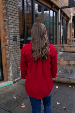 Wine Red Corduroy Button Up LS (SM-XL)