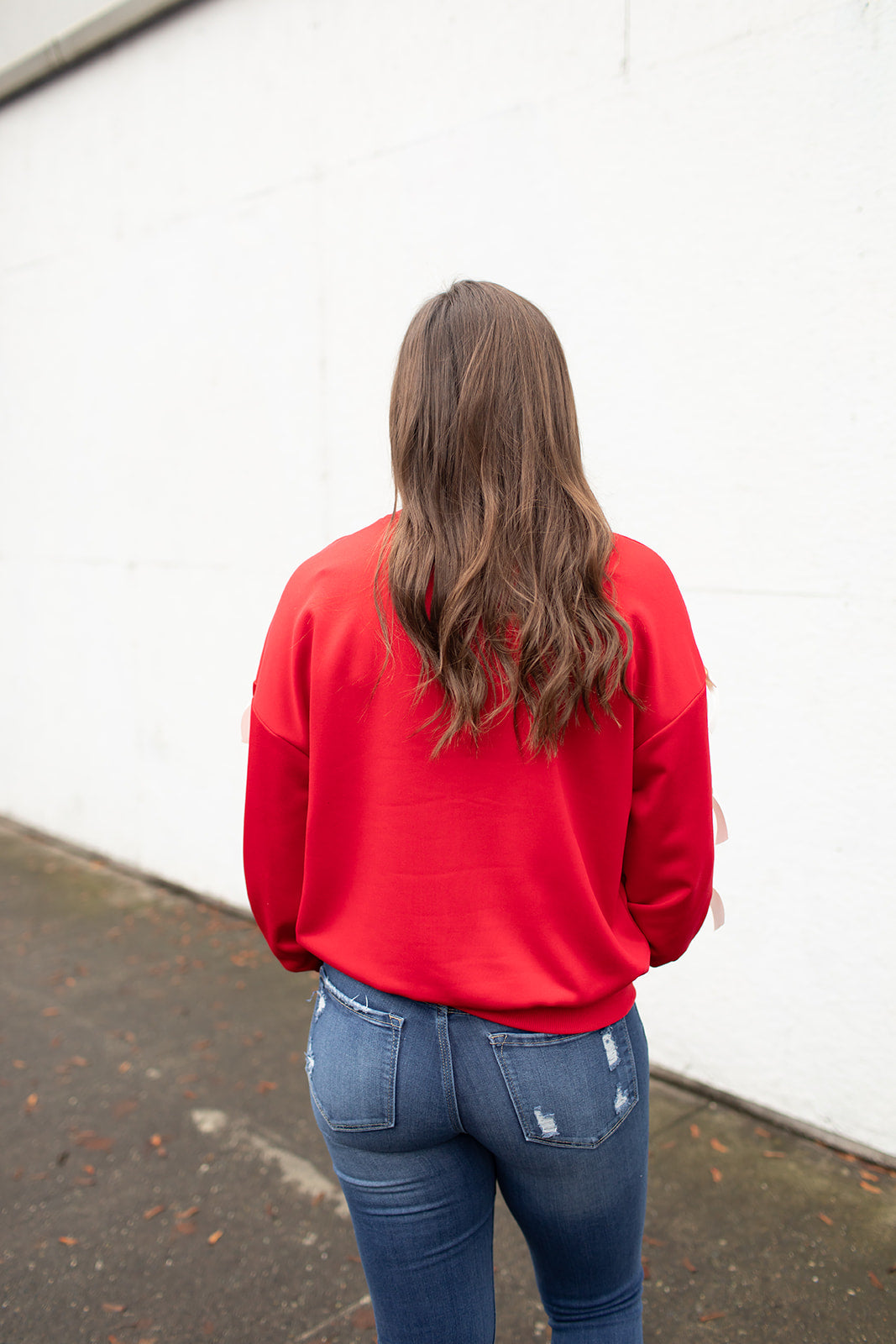 Red Satin Bow Sleeve Pullover (SM-XL)