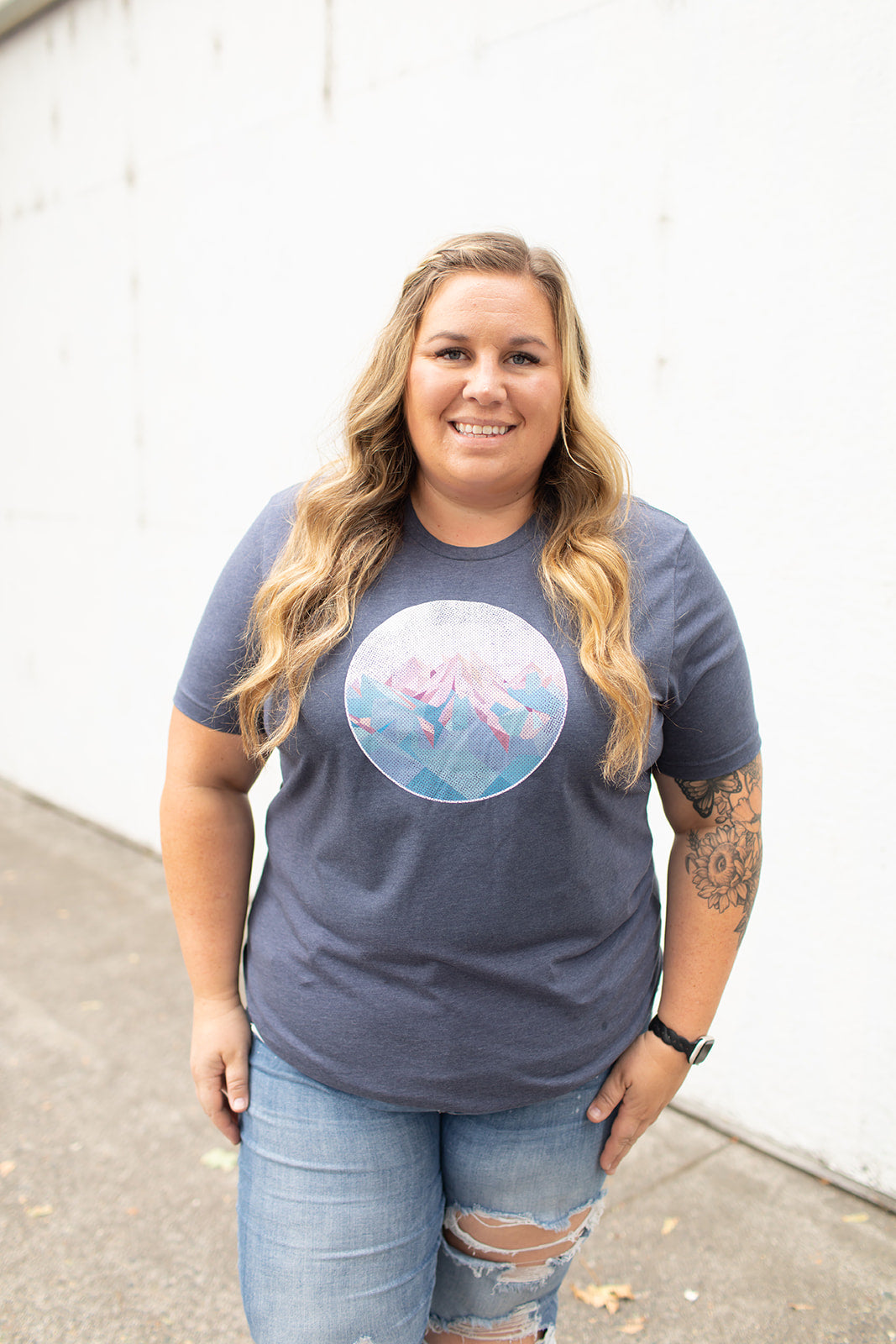 Navy Geo Mountain Graphic Tee (Unisex SM-2X)