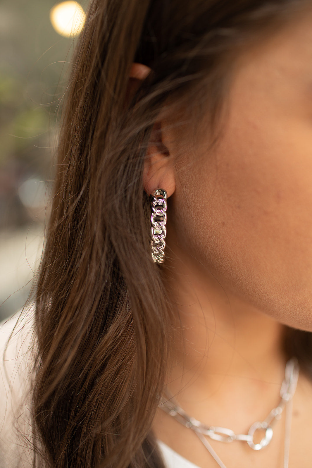 Silver Half Twist Hoop Earrings