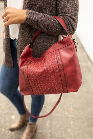 Red Laced & Woven Tote Bag