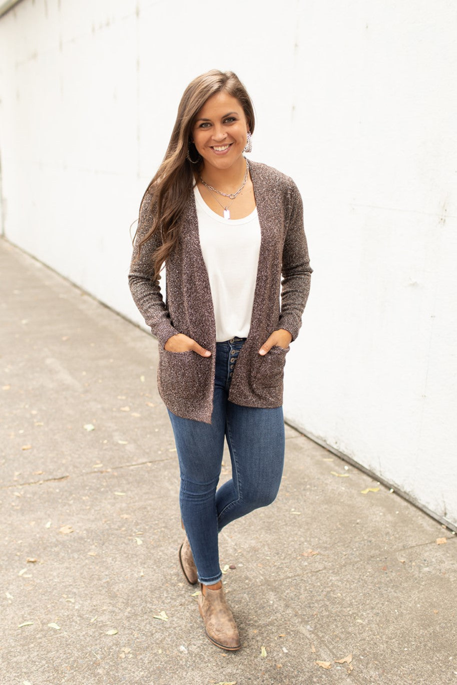 Htr Dark Brown Pocket Cardigan (SM-XL)