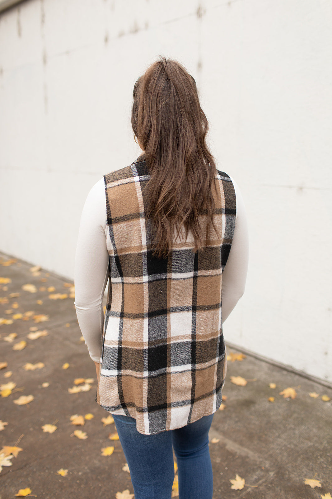 Brown Black Plaid Flannel Vest (SM-2X)